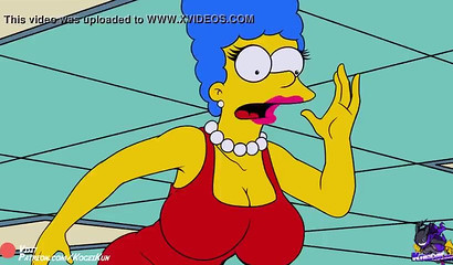 Anime wife Marge Simspson caught showing her big boobs
