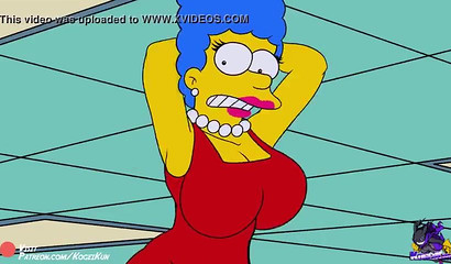 Anime wife Marge Simspson caught showing her big boobs