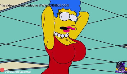 Anime wife Marge Simspson caught showing her big boobs