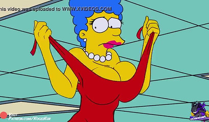 Anime wife Marge Simspson caught showing her big boobs