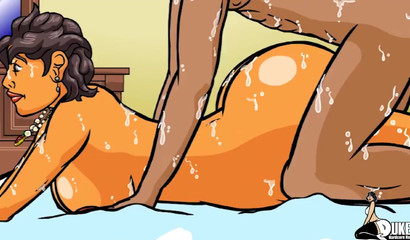 Anime ebony wife getting pounded doggystyle by a BBC