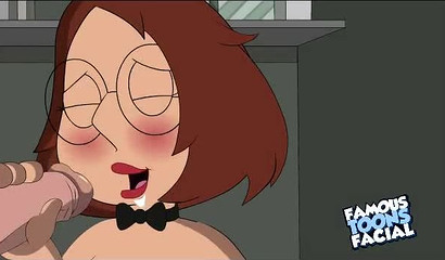 Nerdy Meg Griffin blows a huge dick in cartoon porn scene