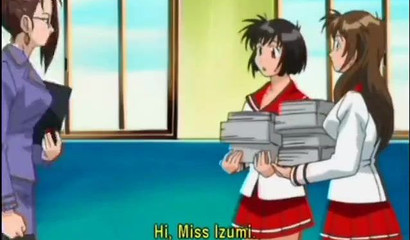 Anime teacher masturbates after giving her student a BJ