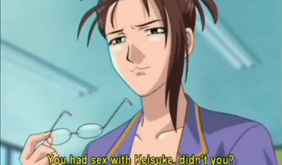 Anime teacher masturbates after giving her student a BJ