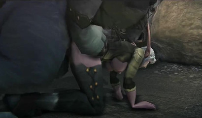 Petite elf babe gets captured and fucked by a wild wolf