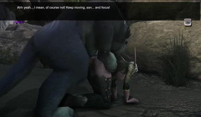 Petite elf babe gets captured and fucked by a wild wolf