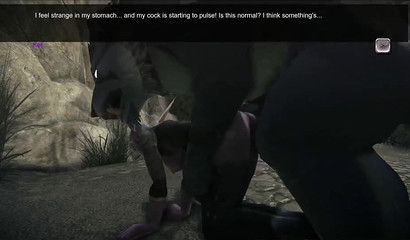 Petite elf babe gets captured and fucked by a wild wolf