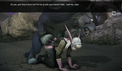 Petite elf babe gets captured and fucked by a wild wolf