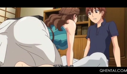 Hentai babe reveals her big tits & gives oral pleasure