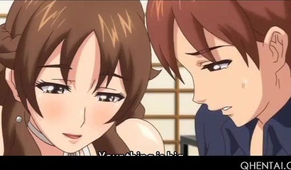 Hentai babe reveals her big tits & gives oral pleasure