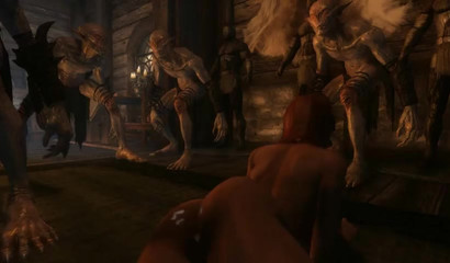 Bimbos get roughly banged by anime monsters