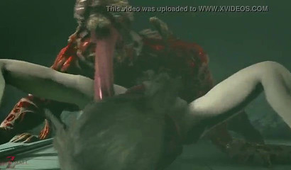 Busty 3d brunette gets fucked by a tentacle monster