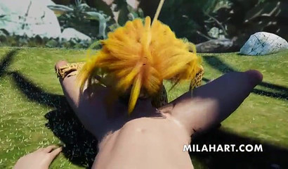 Sexy cheetah takes a cock up her asshole outside