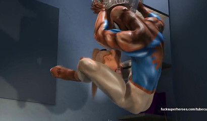 Tied up Mary Jane Watson watches Spiderman bang her pussy