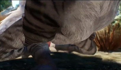 Huge roaring creature gets ready to fuck something