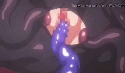 Dark-haired teen ravaged by a tentacle monster