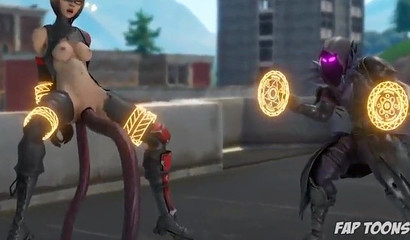 Various horny Fortnite  beauties enjoying futa sex