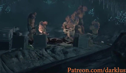 Lara Croft getting gang-banged by big-dicked beasts