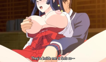 Sweet hentai girl and her naked lover making out in bedroom