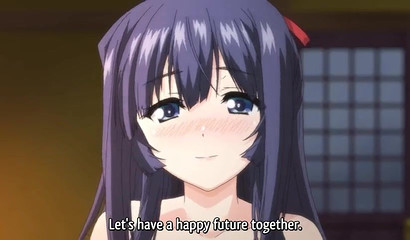 Sweet hentai girl and her naked lover making out in bedroom