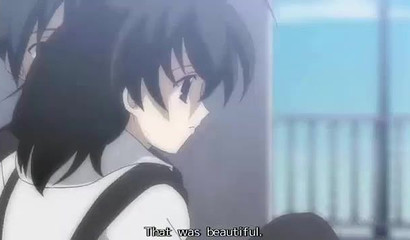 Brunette girl helping her classmate with the cock-sucking