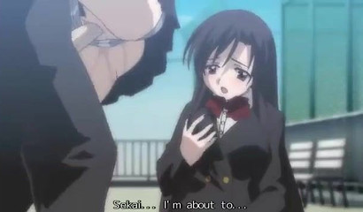 Brunette girl helping her classmate with the cock-sucking