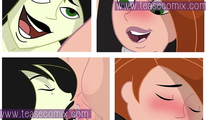 Shigo and Kim have lesbian sex in xxx cartoon