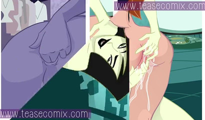 Shigo and Kim have lesbian sex in xxx cartoon