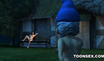 Excited Snow White fucks in the garden with a dwarf