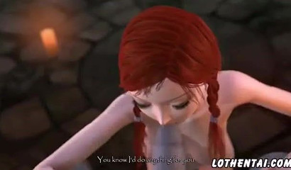 This giant monster cock is too big for her little mouth - 3d porn cartoon