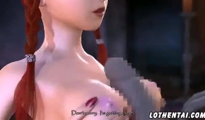 This giant monster cock is too big for her little mouth - 3d porn cartoon