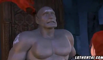 This giant monster cock is too big for her little mouth - 3d porn cartoon