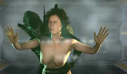 Ripley's ripe pussy and ass get ruined by the Alien