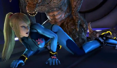Samus from Metroid fucked by a bunch of aliens