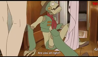 Horny robot is all alone with a beautiful brunette