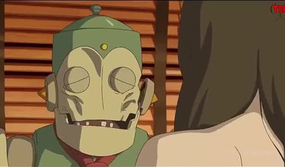 Horny robot is all alone with a beautiful brunette