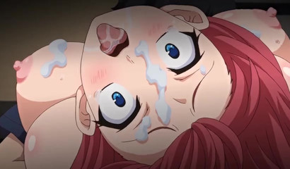 Redheaded busty anime slut rides a cock in this vid