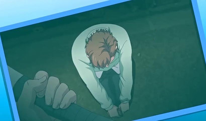 Redheaded busty anime slut rides a cock in this vid