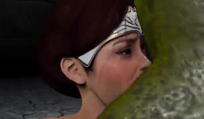 Busty woman gets overpowered and fucked by a monster