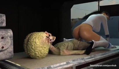 Little green men enjoying hardcore sex with a hoe
