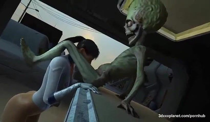 Little green men enjoying hardcore sex with a hoe