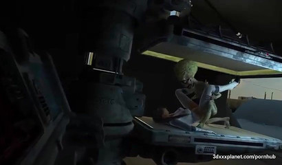 Little green men enjoying hardcore sex with a hoe