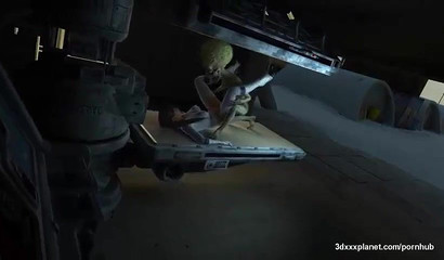 Little green men enjoying hardcore sex with a hoe