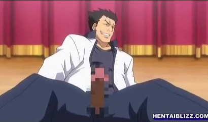 Sweet and busty hentai teen in black stockings rides hard cock in porn cartoon