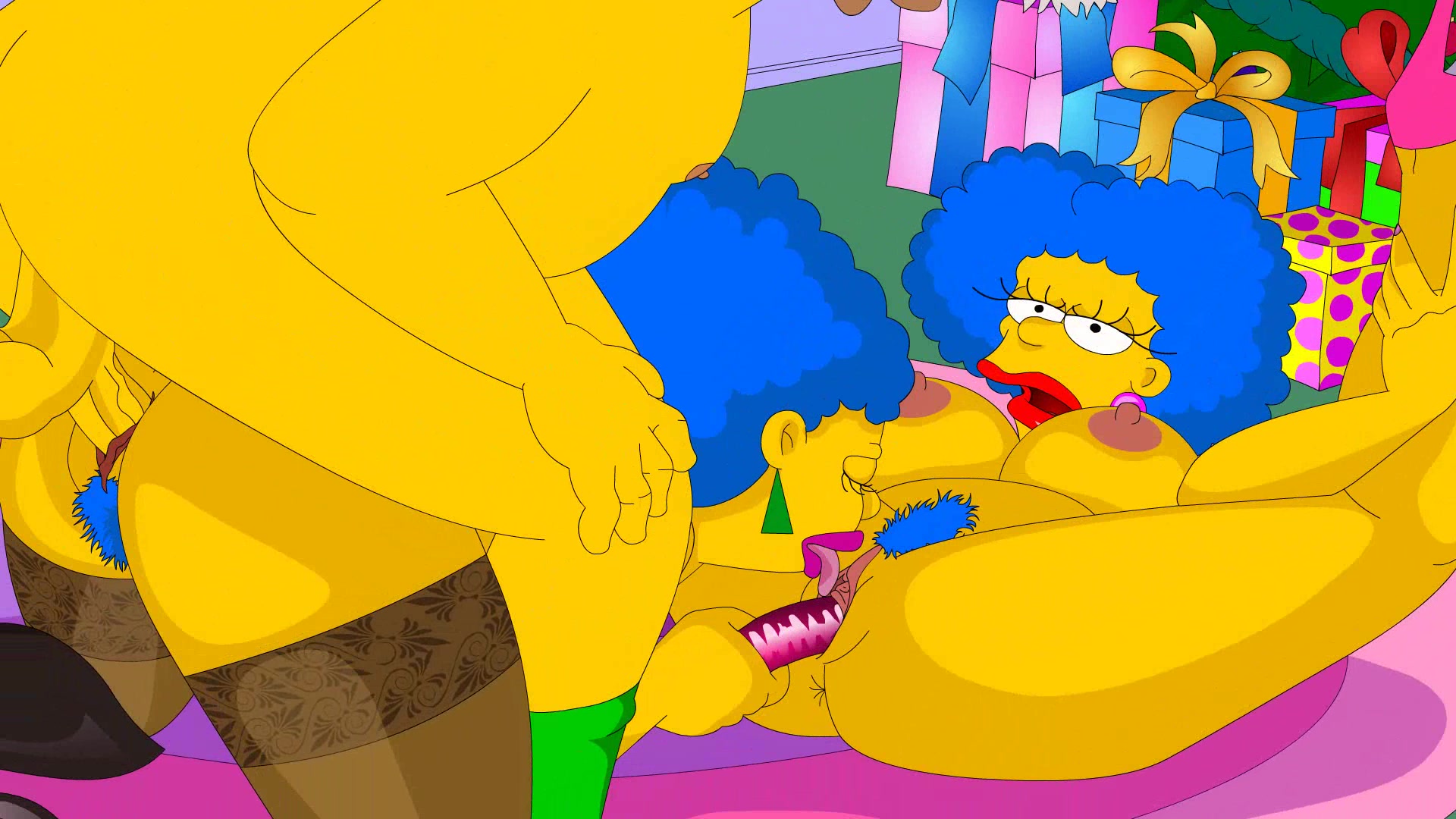 Selma and Patty Bouvier fucked by Homer in New Year Simpsons porn edition.