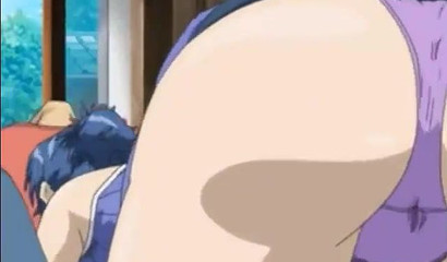 Blue-haired babe rides this schoolboy's cock
