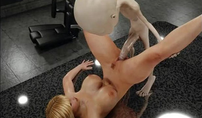 Tiny alien dude fucking an extremely thick blonde MILF