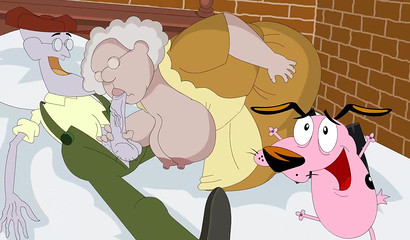 Old granny takes cock in her ass hole - Cowardly Dog porn cartoon