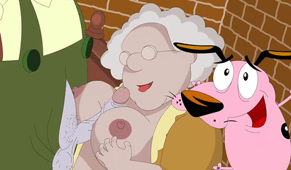 Old granny takes cock in her ass hole - Cowardly Dog porn cartoon