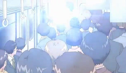 Shy anime girl gets creamed in the train